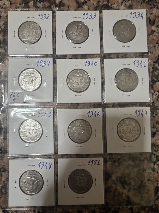 Coleção de moedas portuguesas de 5 Escudos