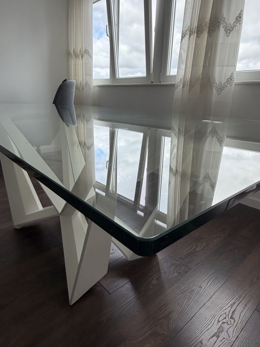 Mesa de jantar em vidro 200x100x75 cm