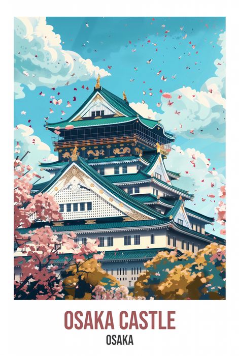 Plakat 68x101cm Osaka Castle, Osaka