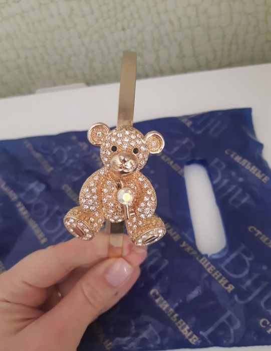 Обруч с медведем, камни Swarovski