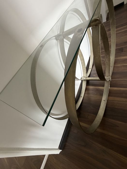 Consola/Aparador de Design Area em Metal Dourado e Vidro – 120 cm