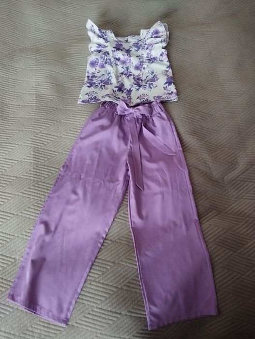 Komplet dla dziewczynki na komunie slub uroczystość lawendowy fioletow