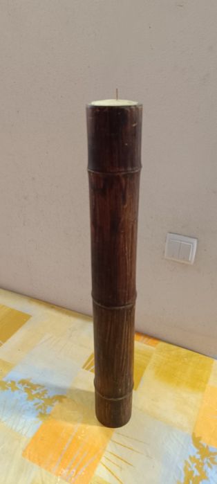 Vela em bambu altura  75 cm diâmetro 9 cm