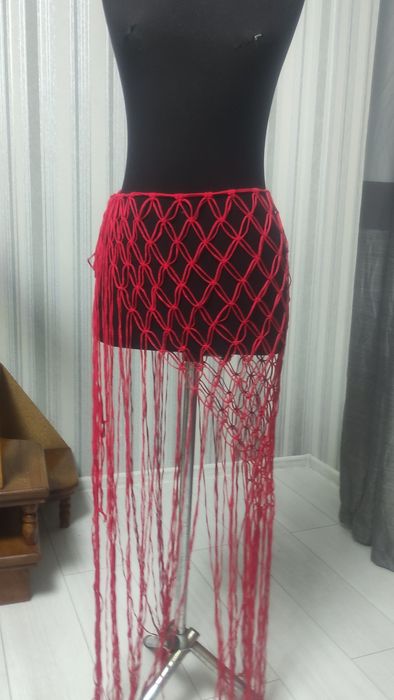 Спідниця макраме, накидка хустка з тонкого бавовняного шнура