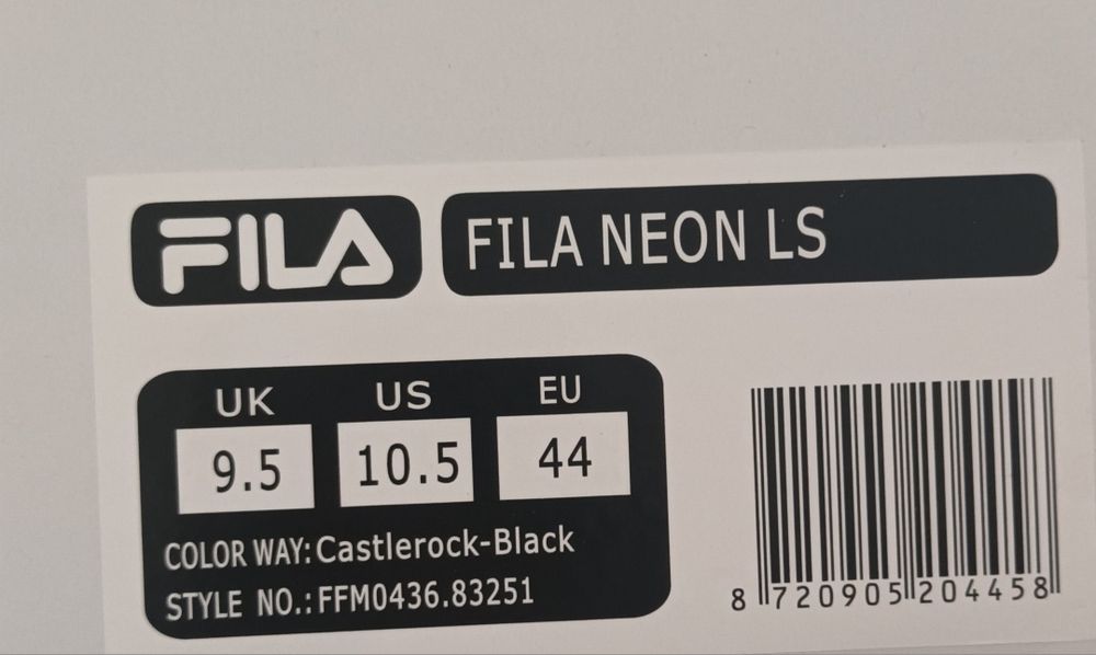 NOWE Buty Sneakersy  Fila Neon LS Castlerock Black R. 44 (Wkładka 28.5 cm) Oryginalne