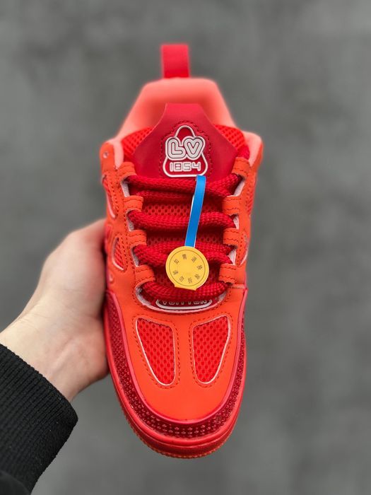 ФАВОРИТ! Louis Vuitton Skate Sneaker Red Mix Orange Cowhide 37 38 39 40 41 42 43 44 45 луї вітон скейт червоний мікс помаранчевий