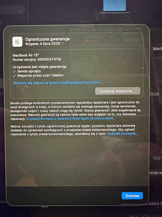 MacBook Air 13" M4 24GB/512GB czarny + etui + FV 23% - IDEALNY