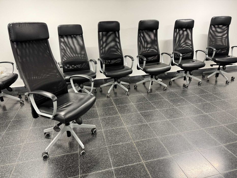 Fotel ergonomiczny biurowy Markus Ikea skóra czarny regulowany krzesło