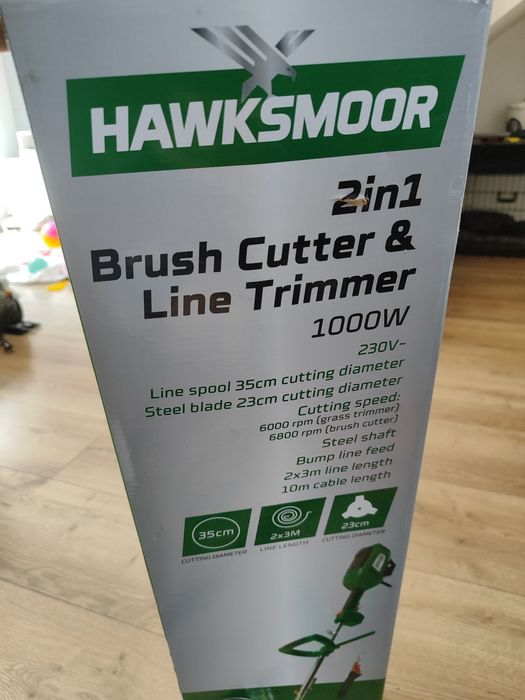 Podkaszarka elektryczna Hawksmoor 1000wat, nóż tnący oraz żyłka 2w1