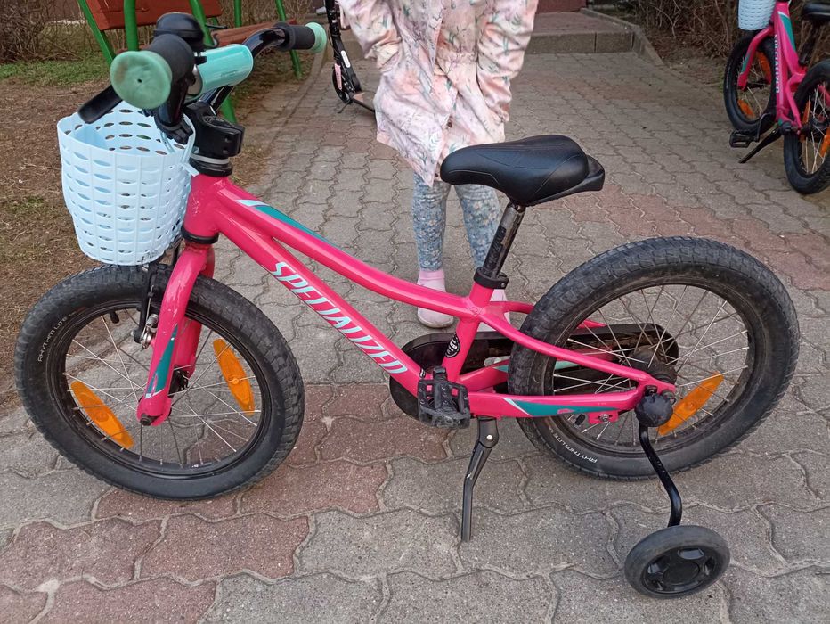 Rower dziecięcy Specialized Riprock Coaster 16 różowy + akcesoria