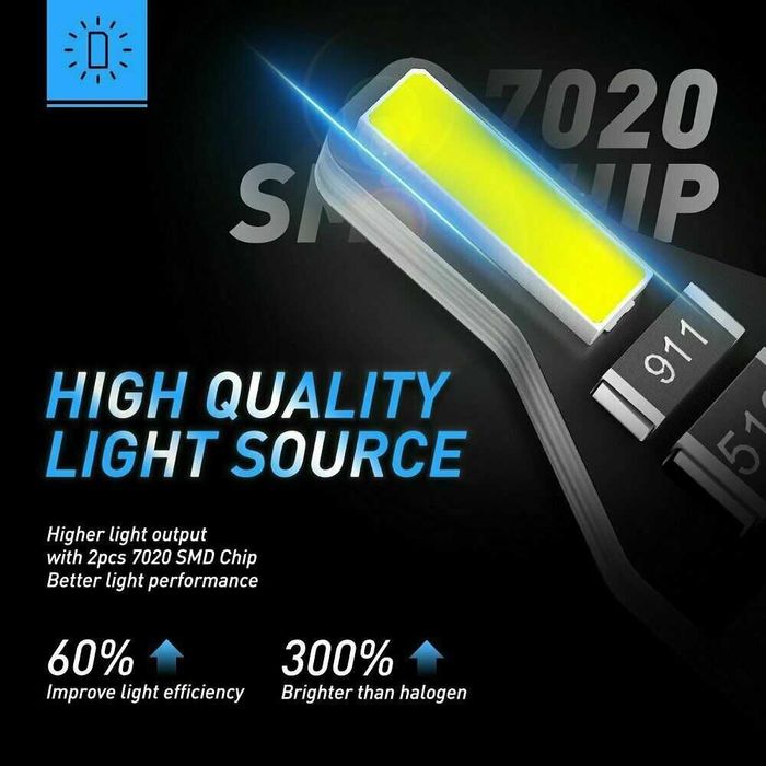 2pcs CANBUS T10 W5W / 7020 SMD LED