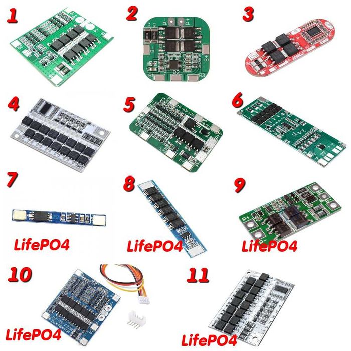 BMS Li-ion, LifePO4 1S  2S  3S  4S  5S  6S  7S Модули заряда 2S,3S,4S