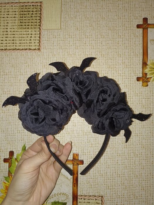 Новий обруч чорна троянда кажан летающая мишь Хеллоуін