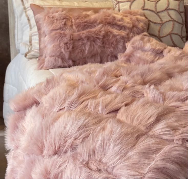 Manta e almofada pêlo rosa alaska 170x145cm loja do gato preto