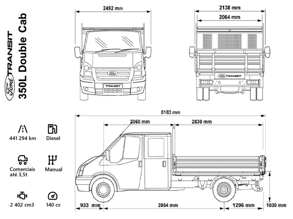 Ford Transit 350L – 7 Lugares – Caixa Aberta