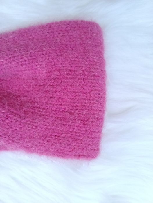 Opaska wełniana handmade wełna alpaka nowa różowa