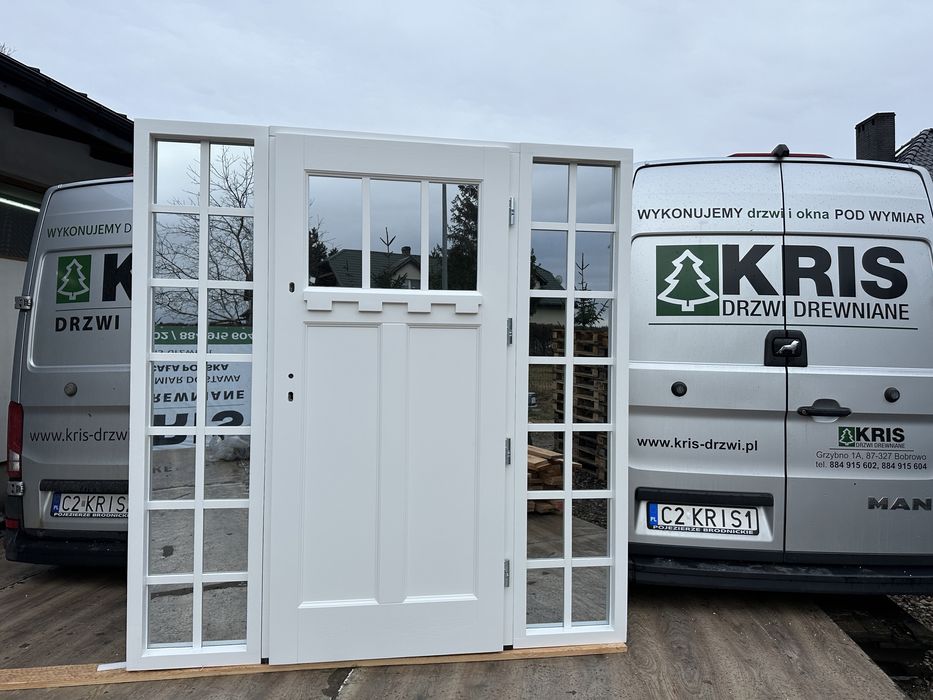 Drzwi zewnętrzne drewniane z doświetlami Cała Polska Amerykański Styl