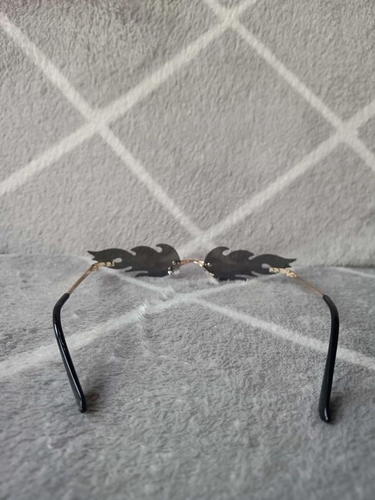 Okulary fioletowe ognie, czarne wąskie, zestaw