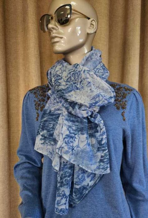 Echarpe Azul e Branca