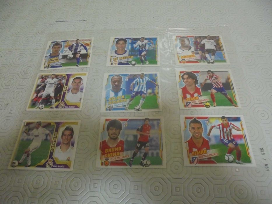 Lote de 63 cromos de jogadores portugueses da La Liga de 2005 a 2012
