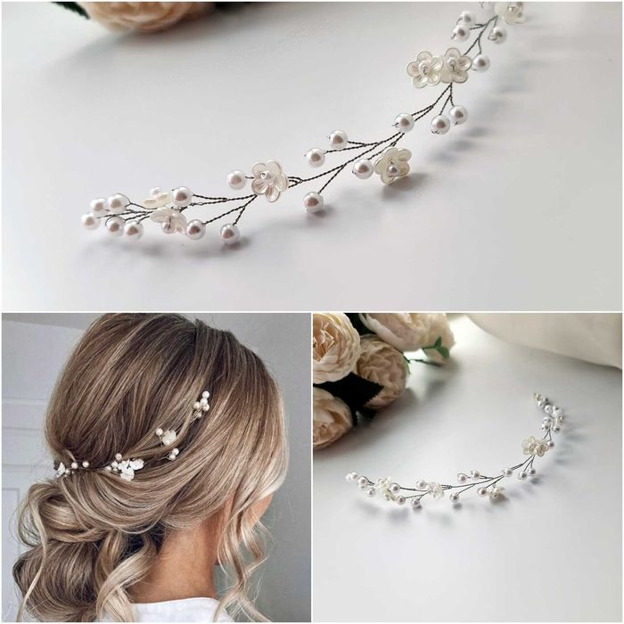Прикраси для нареченої у зачіску з намистин гілочка віночок на голову