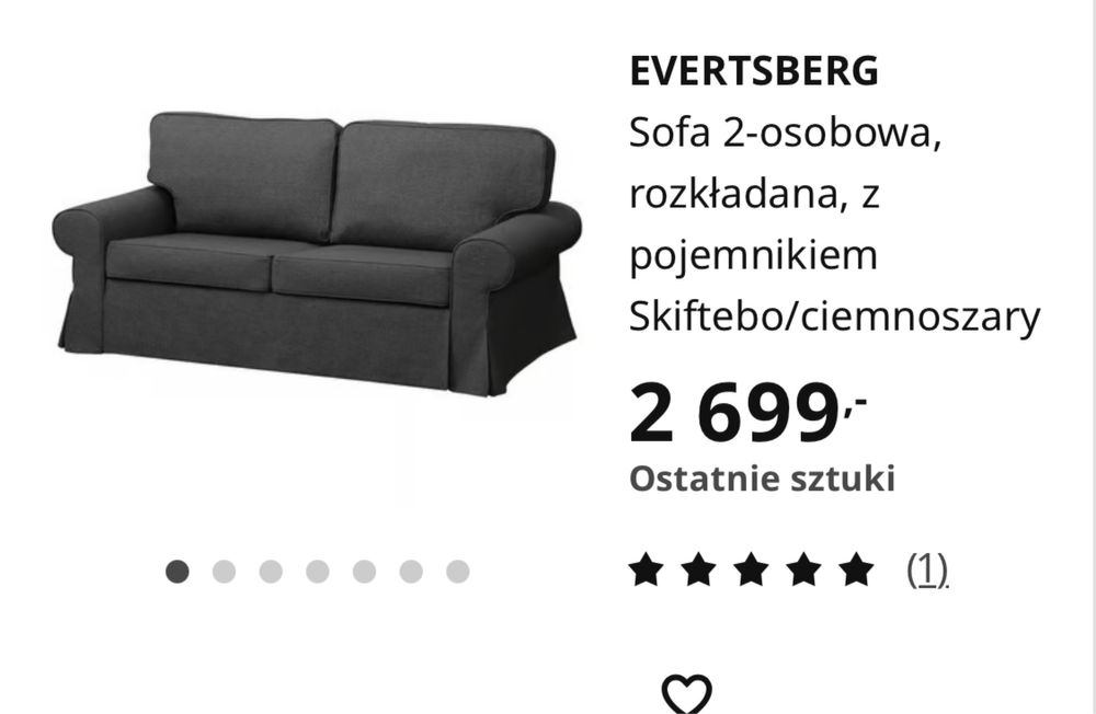Sofa rozkładana 2 osobowa Ikea