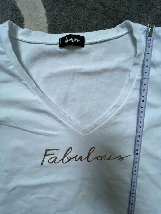 biała koszulka t-shirt złoty napis IDEAŁ S