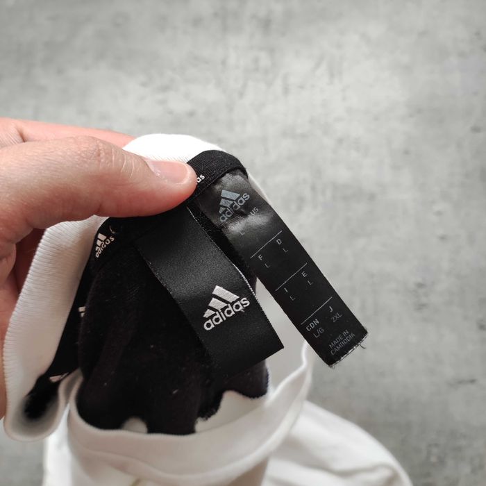 MĘSKA Koszulka Bawełna PREMIUM Biała Adidas 3 Paski Logo Sportswear