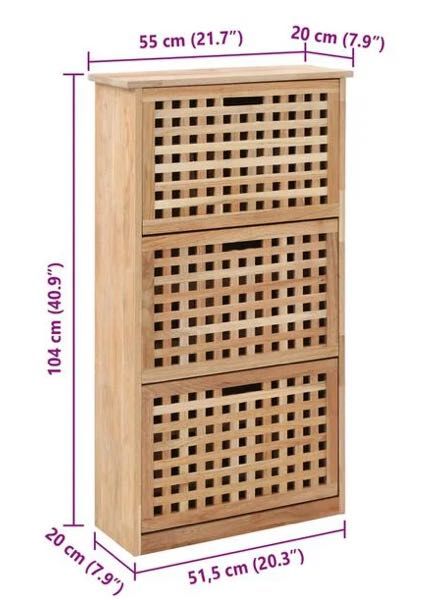 Szafka na buty, 55x20x104 cm, lite drewno orzecha włoskiego