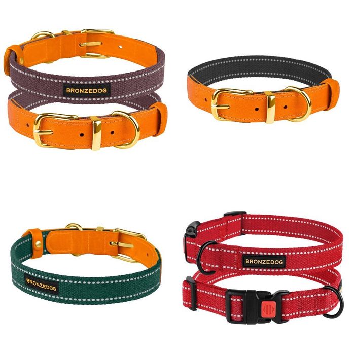 Ошейник и Поводок для Собак Брезент 2 м 3 м 5 м Нашийник Котон Х/Б