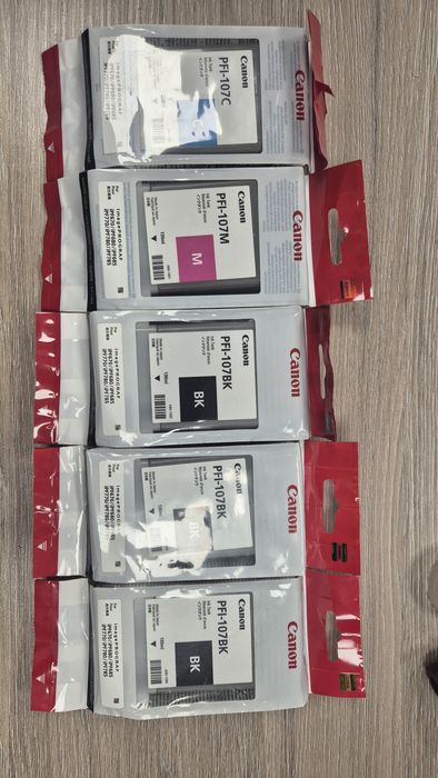 Oryginalne tusze Canon PFI-107 – 5 szt. | BK M C | nowe | część po dac