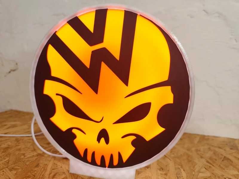 Lightbox Luminaria decorativa VW Volkswagen Skull cx branca