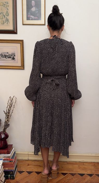 Vestido Michael Michael Kors Savannah Pleated Leopard Print Dress