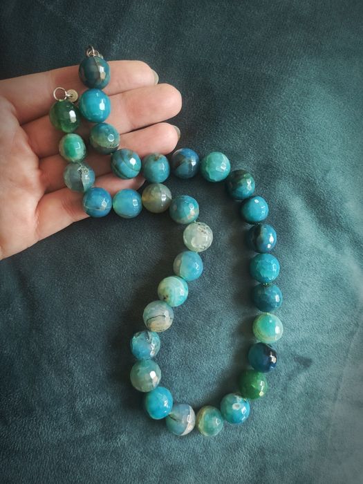 Намисто, кольє, смарагдовий  агат