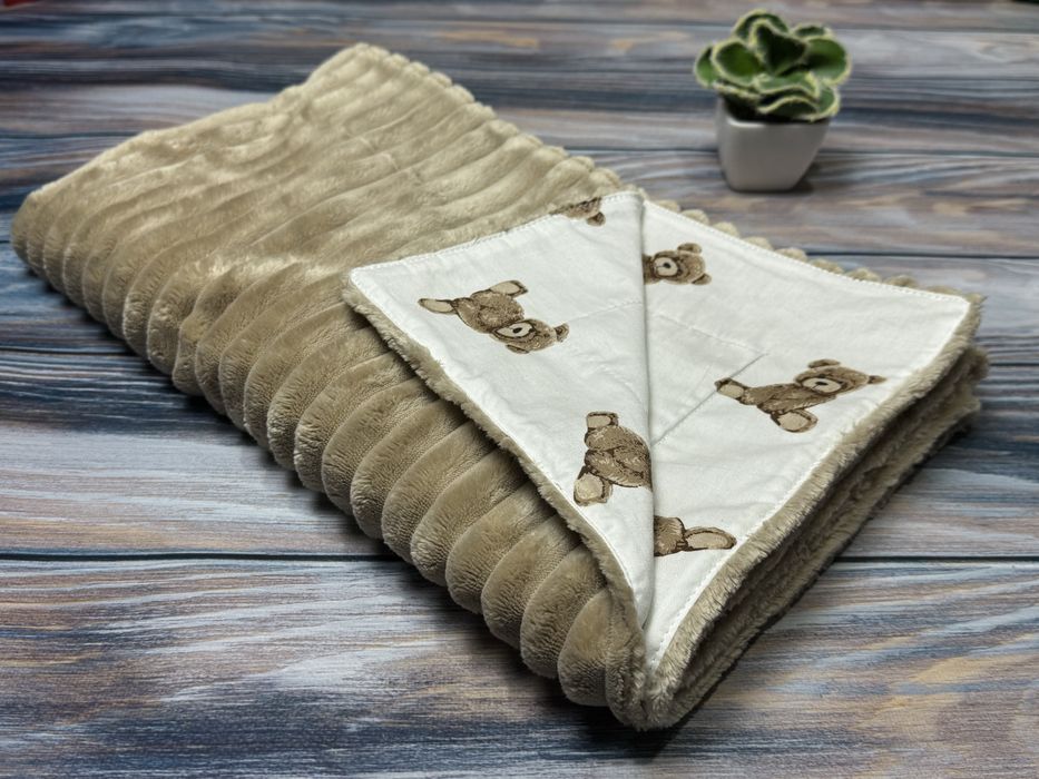 Дитячий плед двосторонній, 80/95см плюш та сатин, плюшевий,теплий