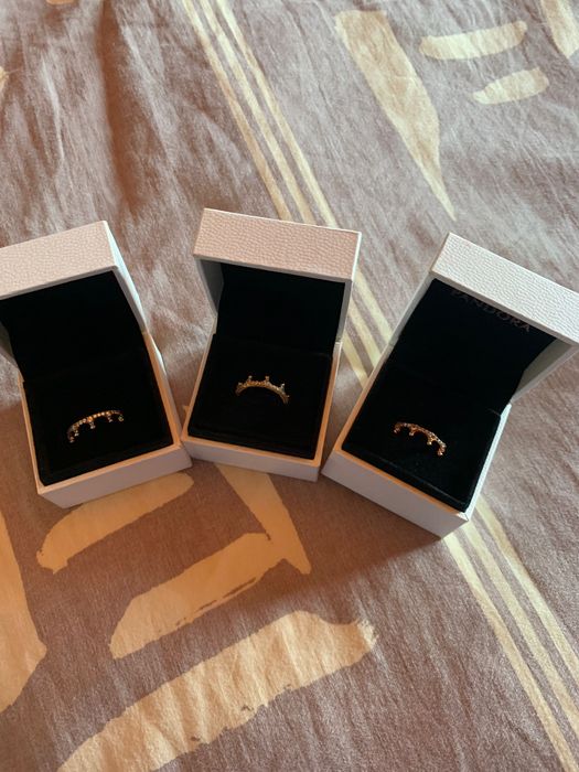 Aneis da pandora conjunto de tres peças