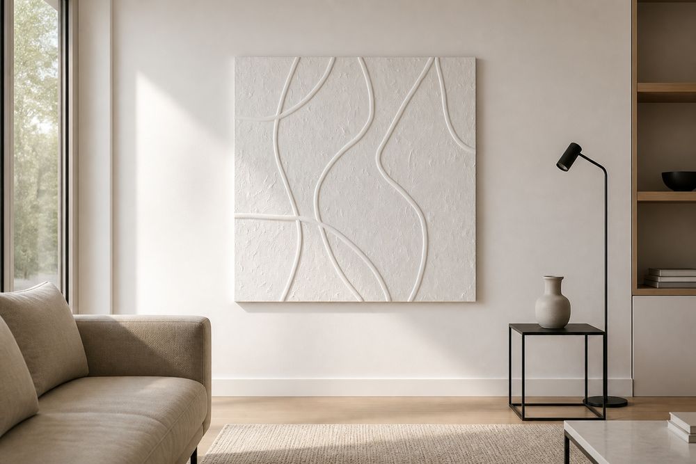 Promocja!  Duży biały  Obraz strukturalny 120x120cm