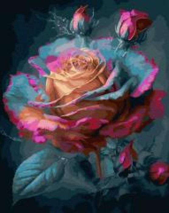 Malowanie po numerach czarne płótno - Róża z bajki Twoje Hobby