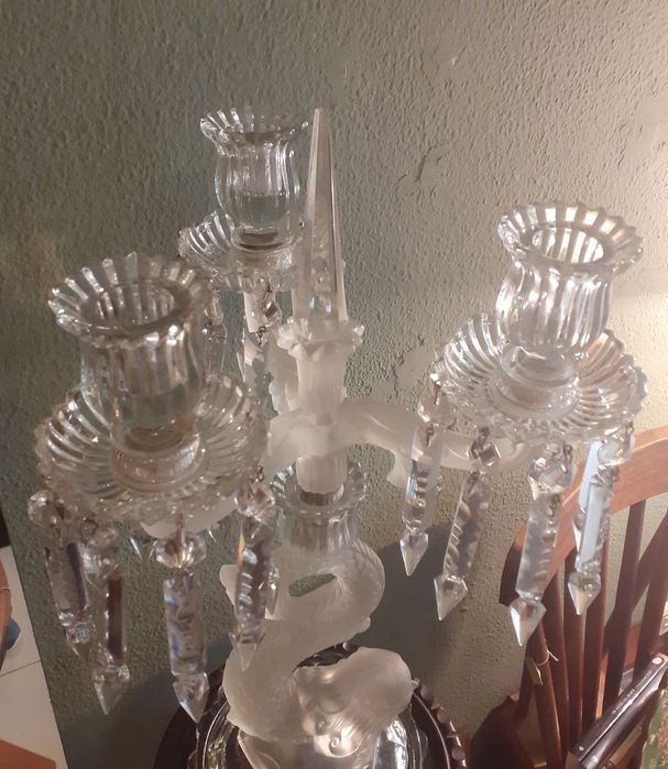 Par de Candelabros Cristal Sereia