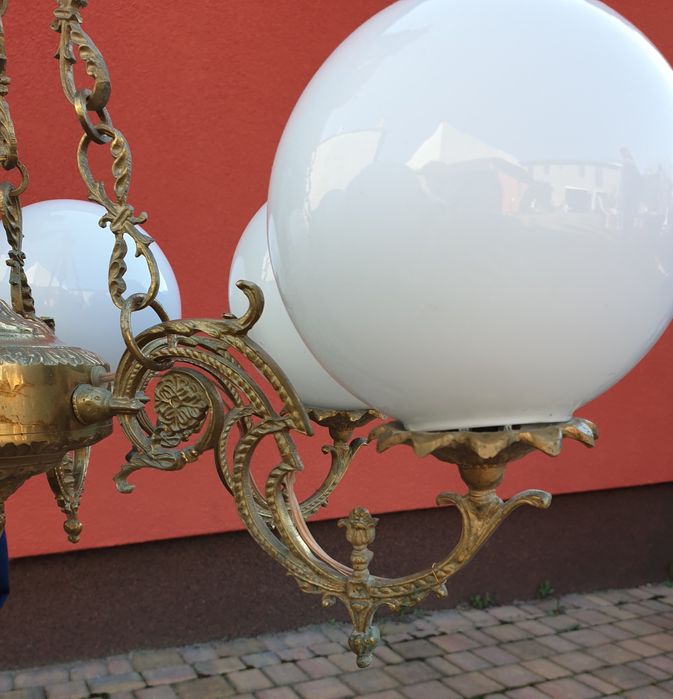 Przepiękna stara mosiężna lampa wisząca