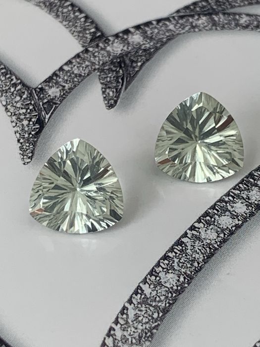 Пара Аметистів зелених з Concave 6,69 ct!