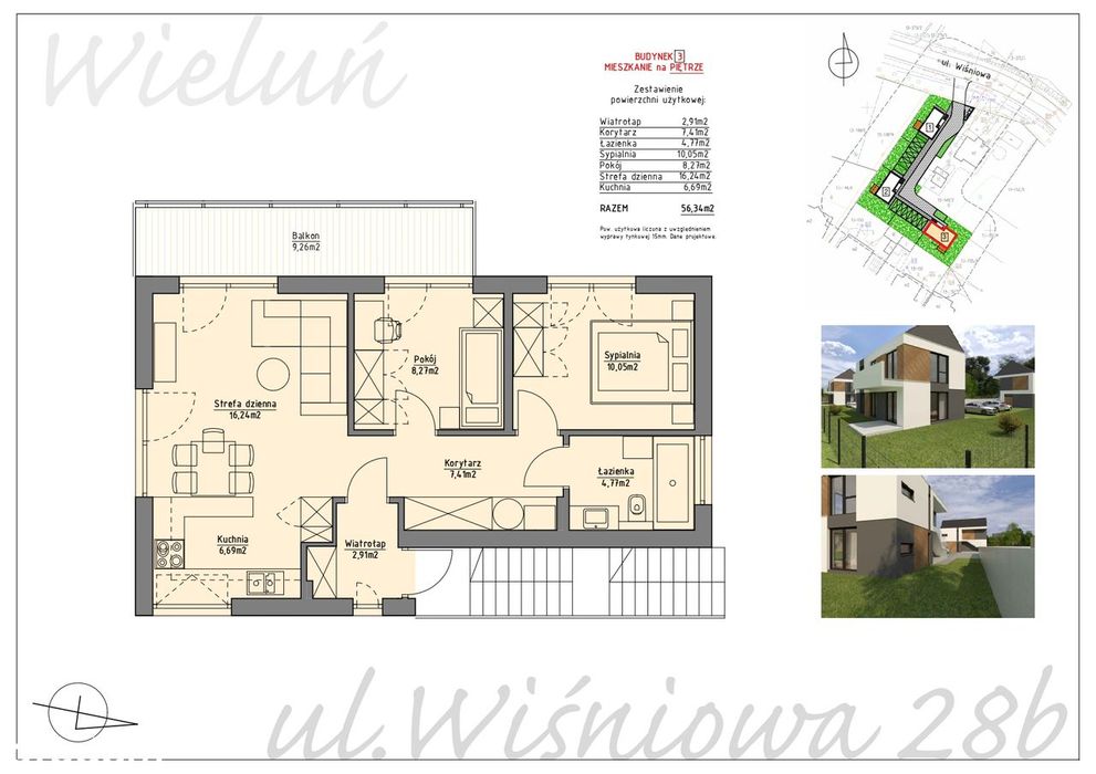 Na sprzedaż mieszkanie z ogródkiem, 56 m2, I piętro, budynek nr 3