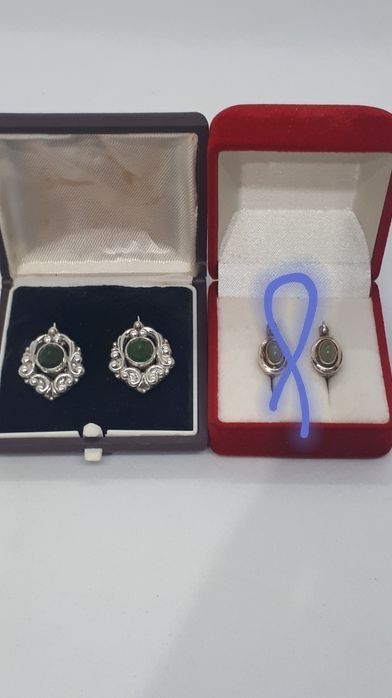 Серьги серебро 925пр. Нефрит.