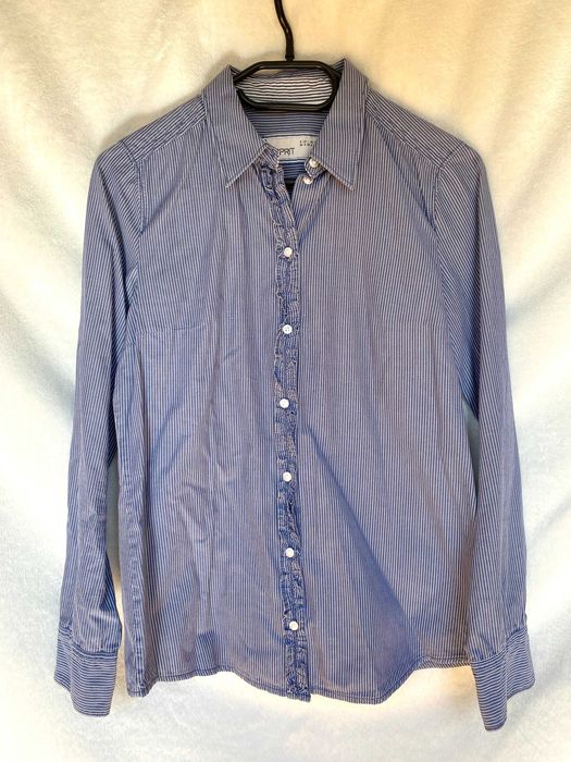 Niebieska koszula w paski Esprit z falbanką XS 34