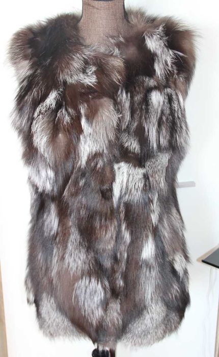 KARIBU kamizelka futro lisa srebrnego lis 38 m s szara la mania