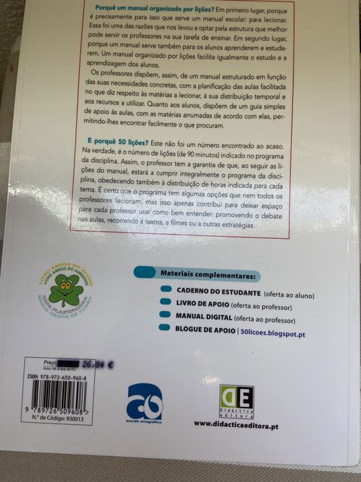 Lições de Filosofia de 10 ano, manual e livro do estudante