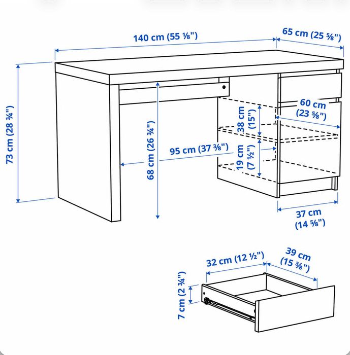 Biurko MALM 140x65