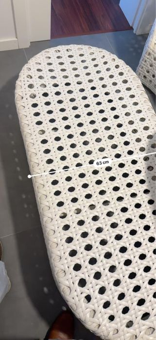 Sofá de Jardim/Praia Luxury Cesta com Toldo Cobertura + Pousa-Pés Oval