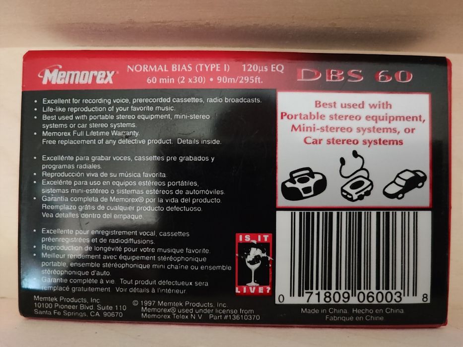 Cassette Memorex DBS C60