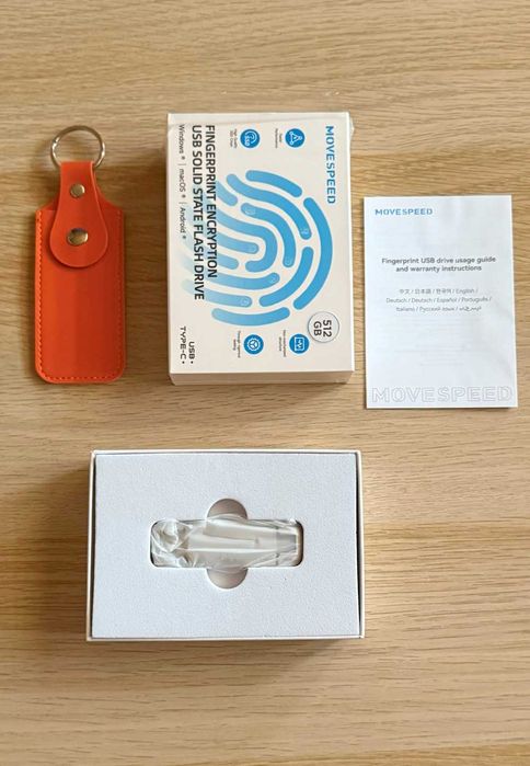 Szyfrowany pendrive SSD 512GB USB 3.2 USB-C odcisk palca